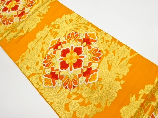 JAPANESE KIMONO / VINTAGE FUKURO OBI / WOVEN PHOENIX & FLOWER CREST